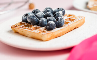 Waffel with Berries,tasty and fresh homemade waffels,Homemade Belgium Waffles With Blueberrie