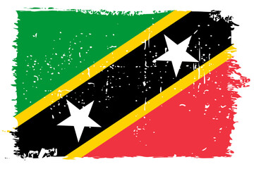 Saint Kitts and Nevis flag - vector flag with stylish scratch effect and white grunge frame.