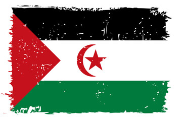 Sahrawi Arab Democratic Republic flag - vector flag with stylish scratch effect and white grunge frame.