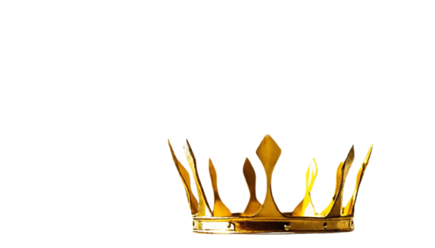 Majestic charm: An opulent crown presented on a pure white background. Use this image to shape your story, allowing ample space for text and promotions. PNG. Excellent for mockup designs.

