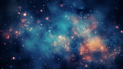 Neon galaxy with nebulous clouds and star clusters - ideal for space and sci-fi themes - obrazy, fototapety, plakaty