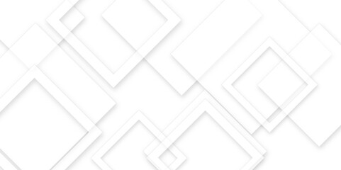 Square pattern on banner with shadow. Abstract white and grey color geometric background with copy space. Modern and minimal concept. You can use for cover, poster, banner web.	