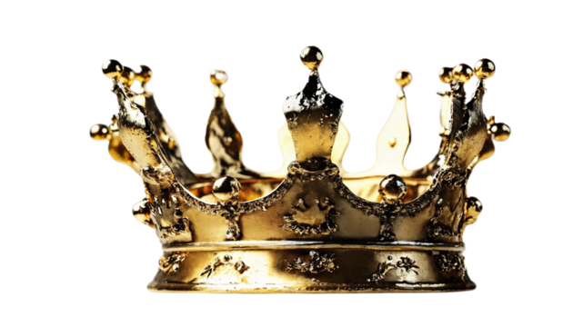 Royal elegance: A grand crown displayed on a clean, white canvas. Craft your narrative with this image, offering ample space for text and promotions. PNG format enhances its suitability for mockup des