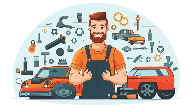 Fun mechanic flat vector isolated on white background