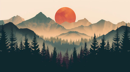 minimalist wallpaper landscape  retro vintage