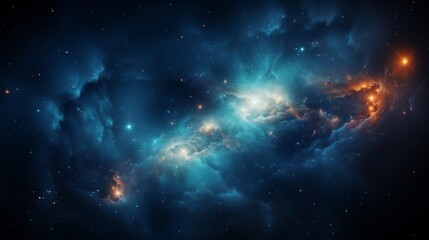 Stunning view of colorful galaxy with nebulous clouds and star clusters in the deep space - obrazy, fototapety, plakaty