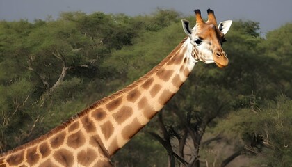 A Giraffe With Its Neck Held High Proud
