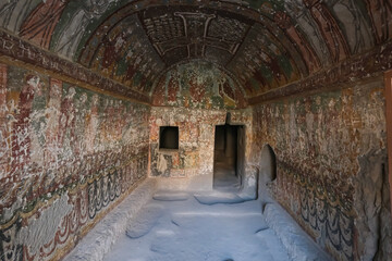 Damaged fresco in the Kokar Kilise, Christian church, Ihlara Valley, Cappadocia, Turkey