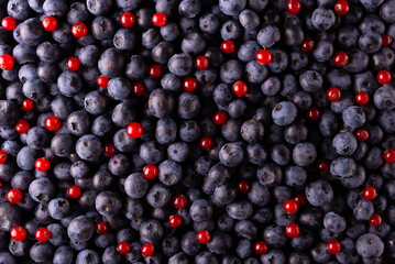 Blueberry, strawberry, raspberry and blackberry patterned background material