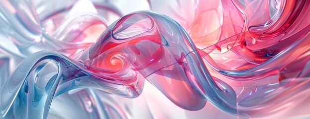 Organized Chaos in White, Light Red, and Blue: Futuristic Abstract Background and Desktop Wallpaper with Distorted Perspectives