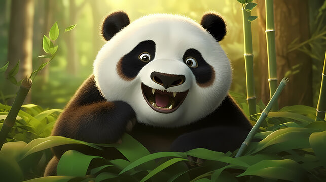 3D cute panda photos