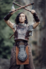 Medieval Warrior Princess With Axes