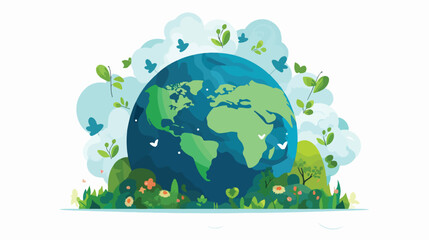 Happy earth day  flat vector isolated on white background