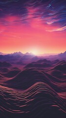 Sunrise or sunset over the mountains.Space landscape. Vertical orientation. Cosmos mountains - obrazy, fototapety, plakaty