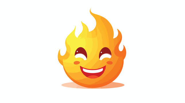 Happy flaming emoticon face cartoon flat vector 