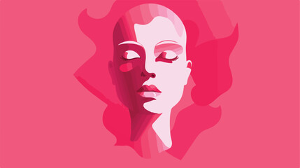 Head vector on pink background  flat vector isolated