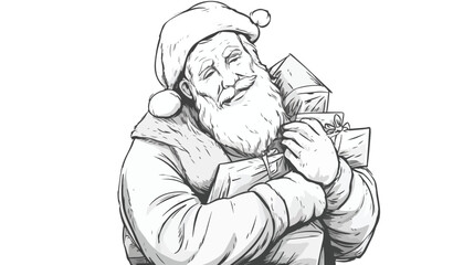 Happy Santa Claus Giving a Hug. Hand drawn vector illustration