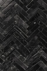 Sophisticated Black Marble Herringbone Texture: High-Resolution Experimentation - Premium Desktop Wallpaper