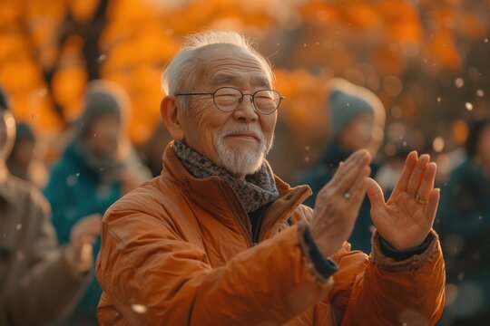 A warm image of an audience clapping, captured during an emotional moment at an outdoor autumn event