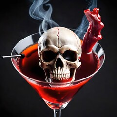 skull under the wine glass