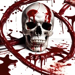 skull with all around the blood