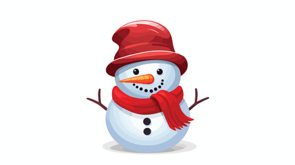 Icon jolly snowman in cap for computer game flat vector