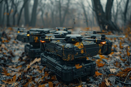 Rugged Drones and Cases in Misty Terrain
