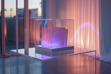 A conceptual scene featuring a ballot box filled with votes for gender equality legislation, symbolizing democratic support, placed on a clear table.
