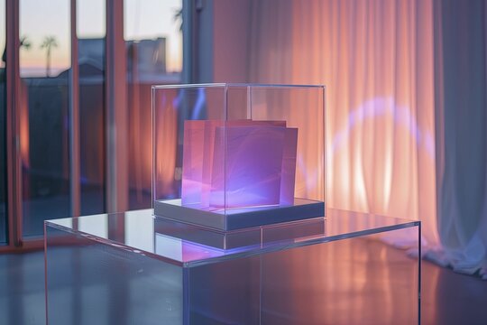 A conceptual scene featuring a ballot box filled with votes for gender equality legislation, symbolizing democratic support, placed on a clear table.