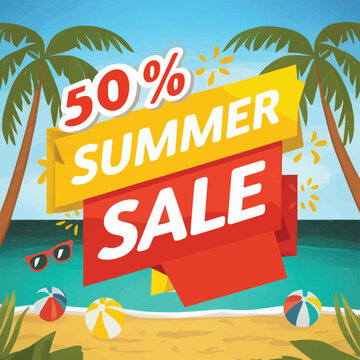 Best deal summer 50% off with white background design