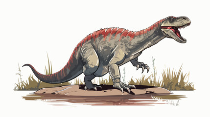 Illustration of the hunting spinosaurus flat vector