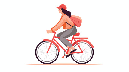 Illustration of woman riding a fixie bike. 