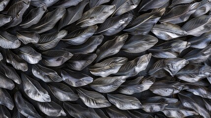 Abstract background with scale pattern. Dark metal blades add depth.