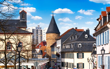 Down town of Bad Homburg with Rathausturm, Taunus, Hesse, Germany - obrazy, fototapety, plakaty
