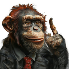 Monkey Dressed in a Suit and Tie On a Transparent Background PNG
