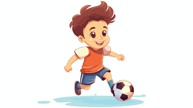 Kid Playing Football Character Design Illustration 