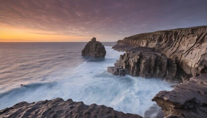 As twilight descends, the rugged cliffs of Queens Bath take on an otherworldly beauty. The sea...