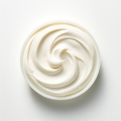 A Bowl of vanilla yogurt top view