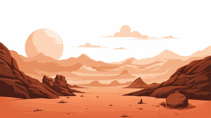 Landscape on planet Mars scenic desert scene on the