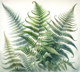 Watercolor illustration of Ferns