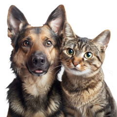 Dog and Cat Sitting Together On a Transparent Background PNG
