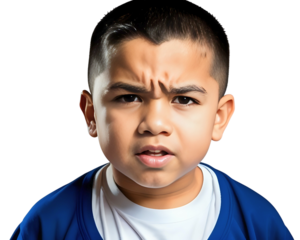 arabian angry boy isolated on white/transparent background, cut out