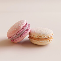 Two Macaroons on Table isolated