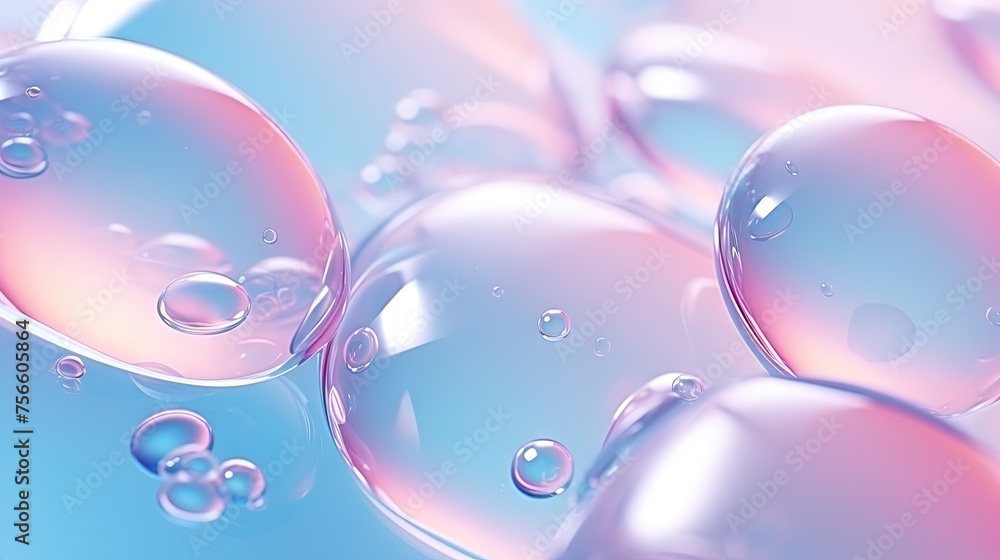 Aufkleber abstract background with soft bubbles in pink and blue light. holographic bubbles backdrop.