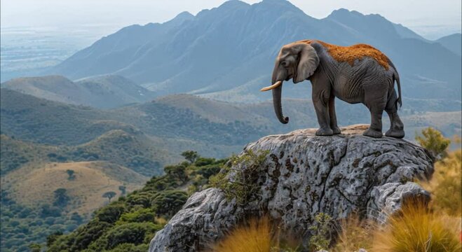 an elephant on a rock footage
