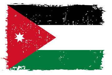 Jordan flag - vector flag with stylish scratch effect and white grunge frame.