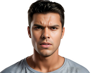 Fototapeta premium angry latin man isolated on white/transparent background, cut out