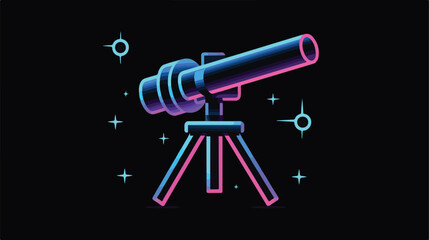 Line Telescope neon icon. Elements of Science 