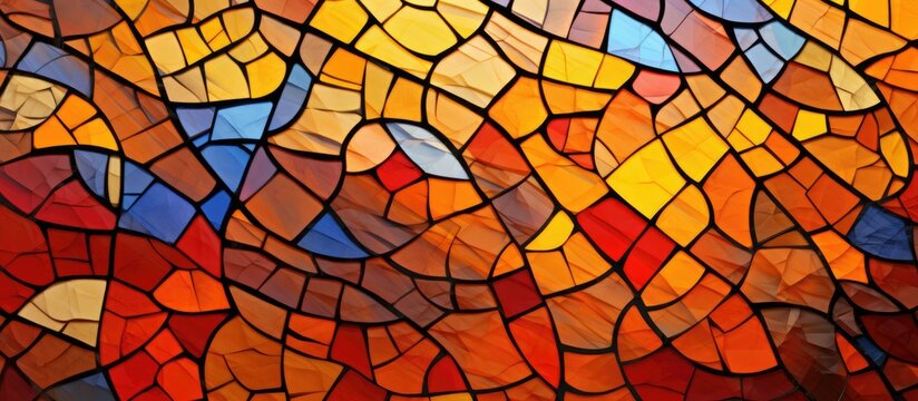 Abstract fall glass mosaic in the stained glass style. High-quality artwork