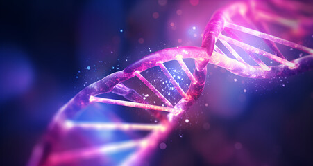 Abstract DNA structure. Medical Science and Technology  bokeh background with lights
 - obrazy, fototapety, plakaty